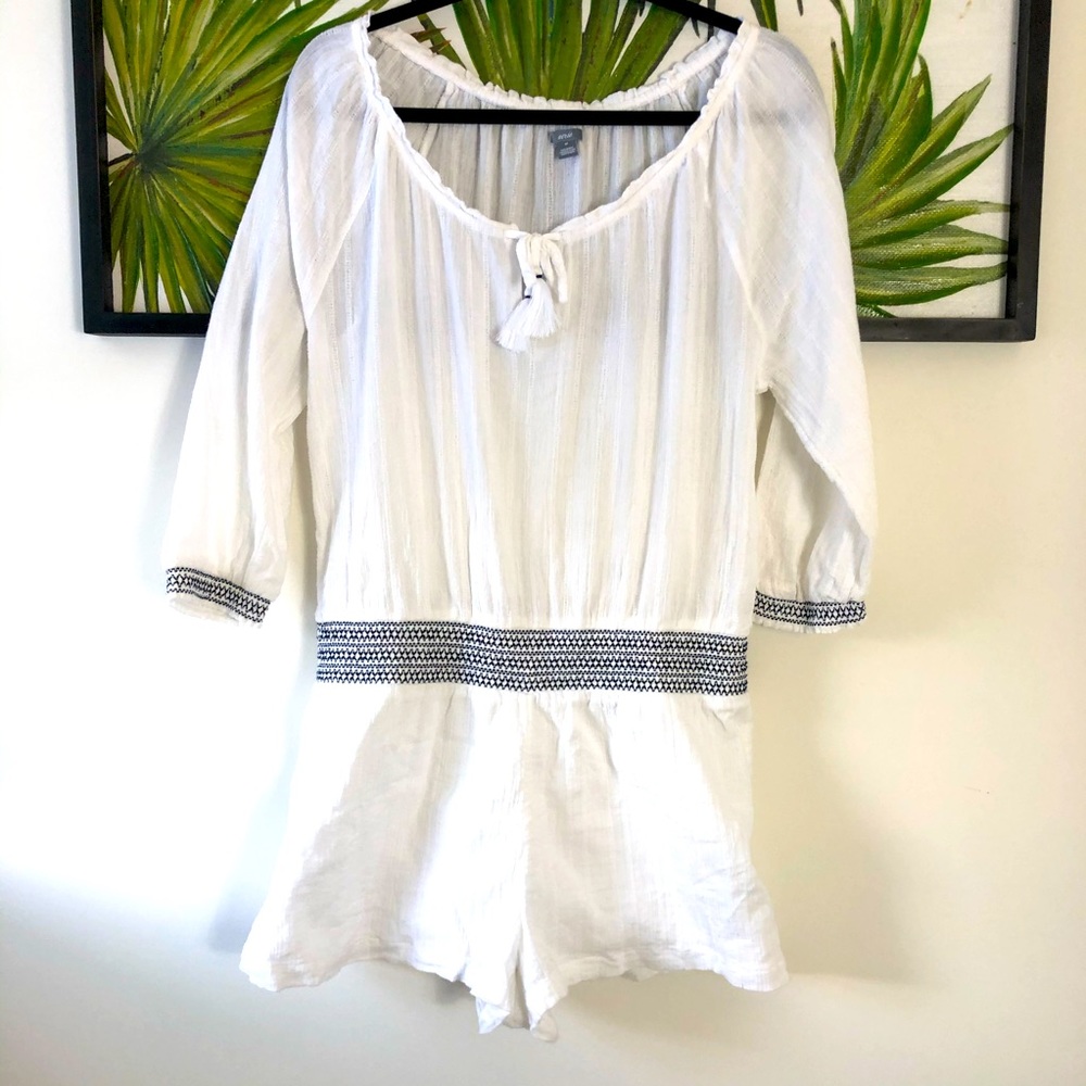 Aerie white tassel romper
